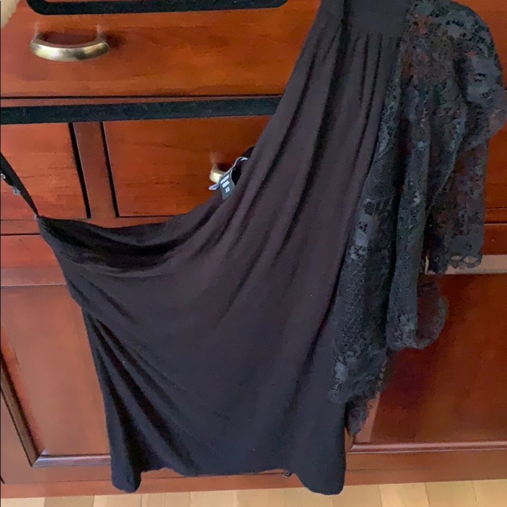 One shoulder black top